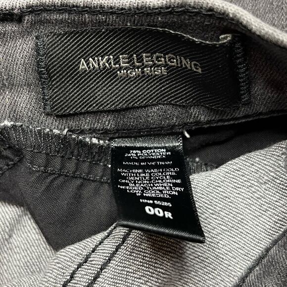 Express Ankle Legging High Rise Distressed Jeans Dark Grey Size 00R - Picture 7 of 7